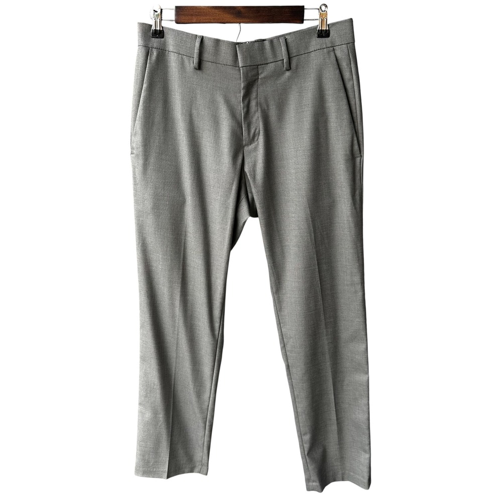 Kenneth Cole Reaction Dress Pants Trousers Slacks Gray Flat Front Straight 30X29
